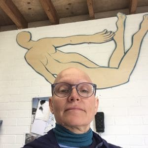 Ilse Black, contemporary ceramic artist in her studio