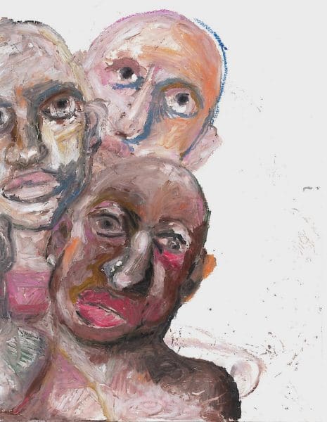 Jade van der Mark, Together But Separated 4, 2021, Oilstick on paper, 30x20cm Janet Rady Fine Art