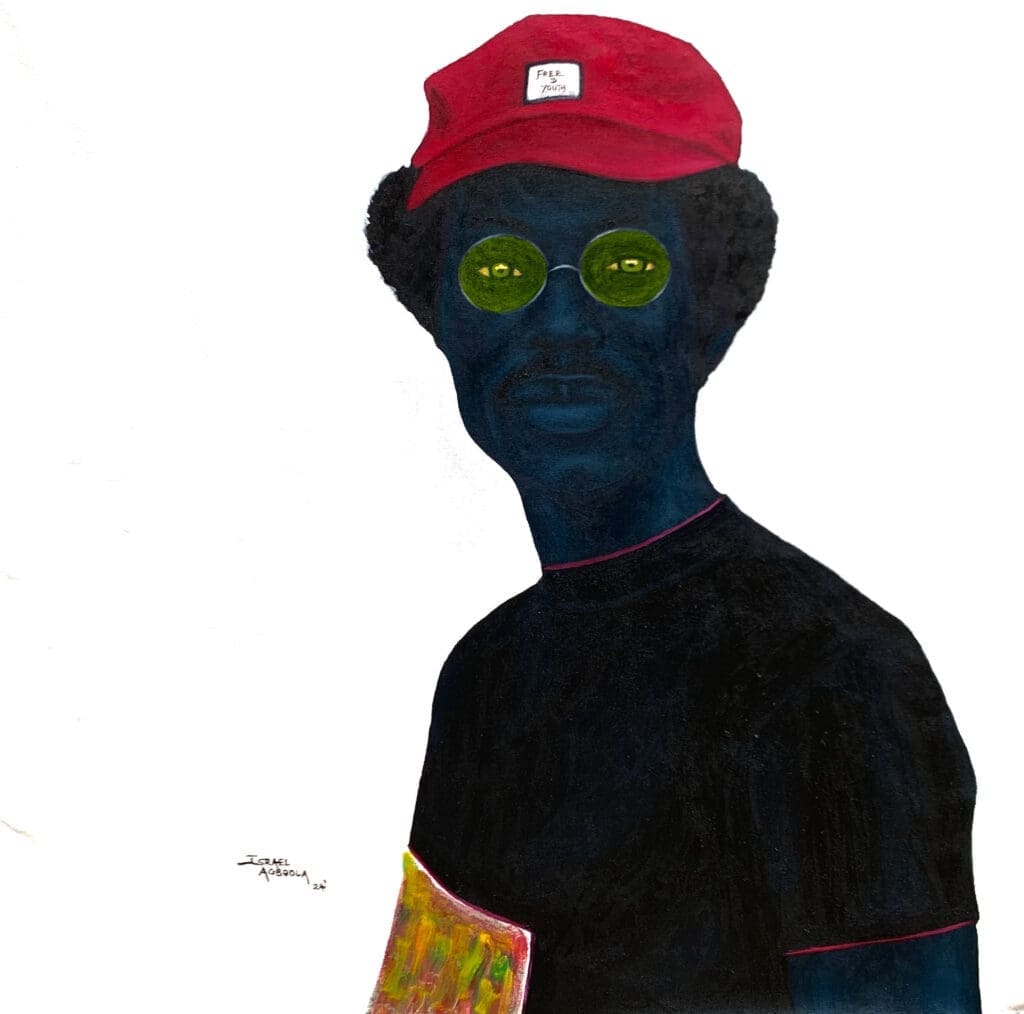 Man on red cap, 2024